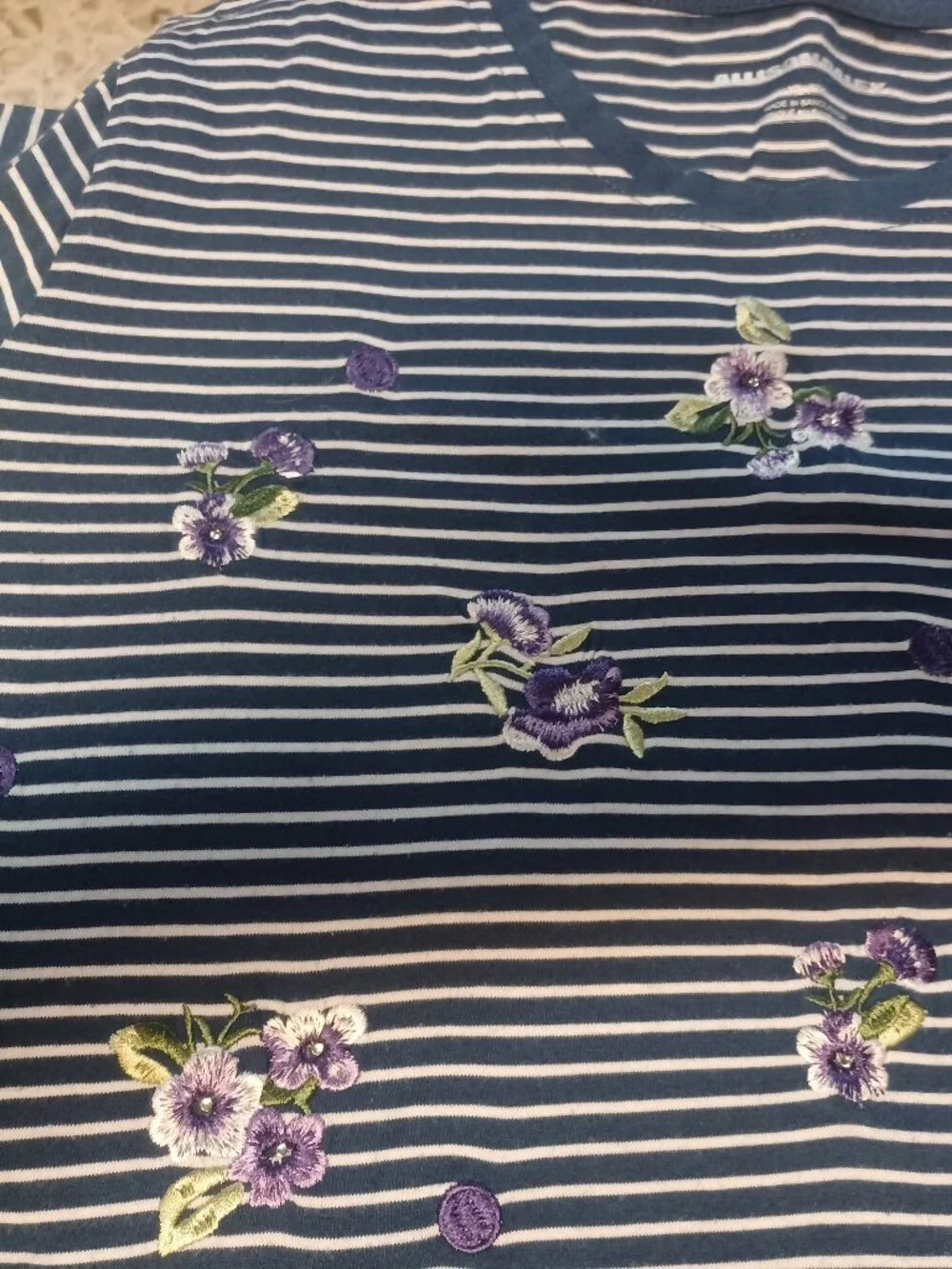 Allison Daley Women's Long Sleeve Pullover Top XL Blue & White Stripes - Picture 2 of 5